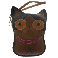 Оригинальный кошелек-ключница Cat Big Eyes_коричневый