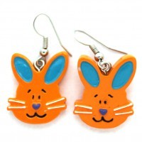 Объемные серьги Orange bunnies